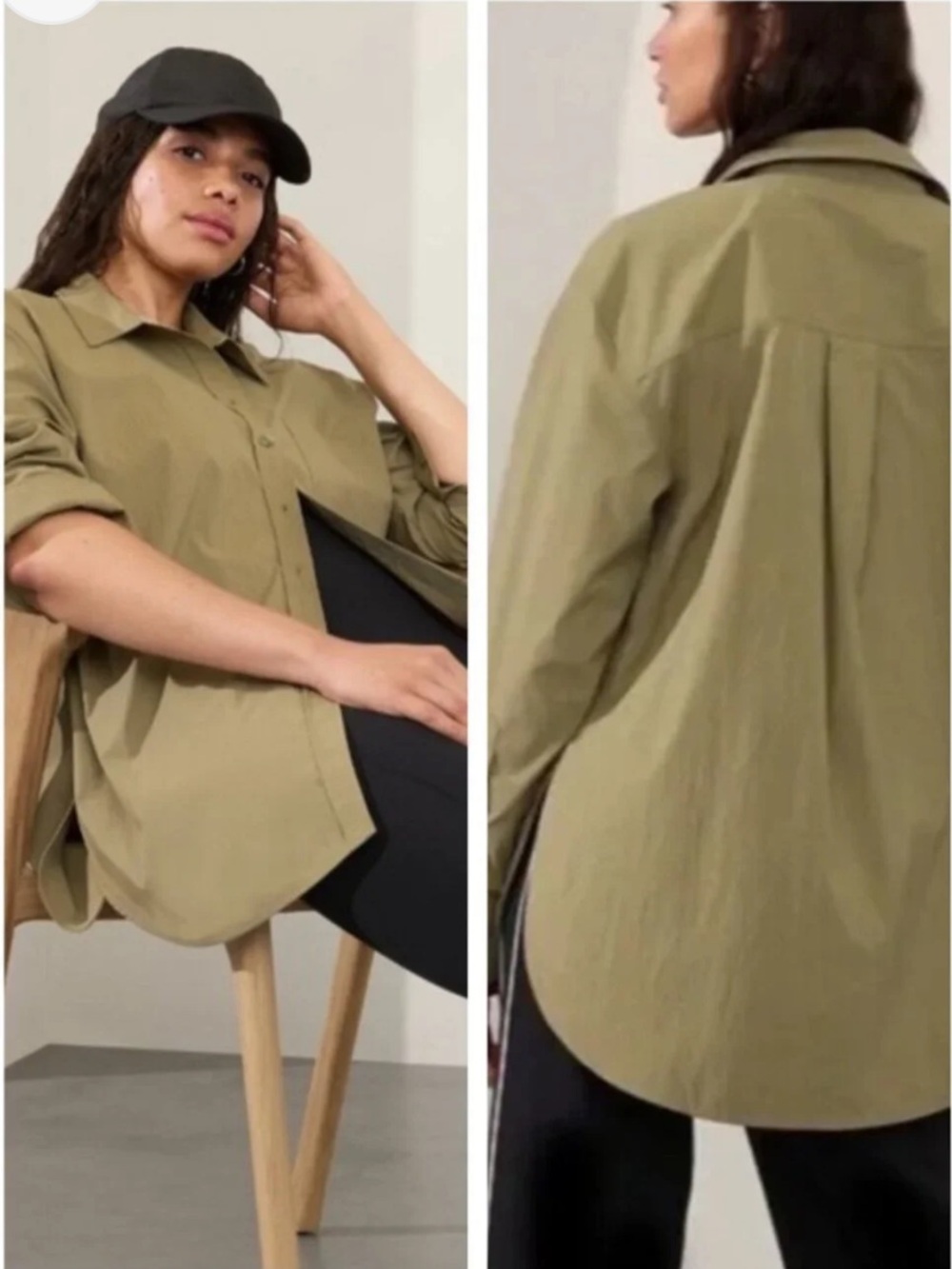 Athleta Olive Button-Up shirt